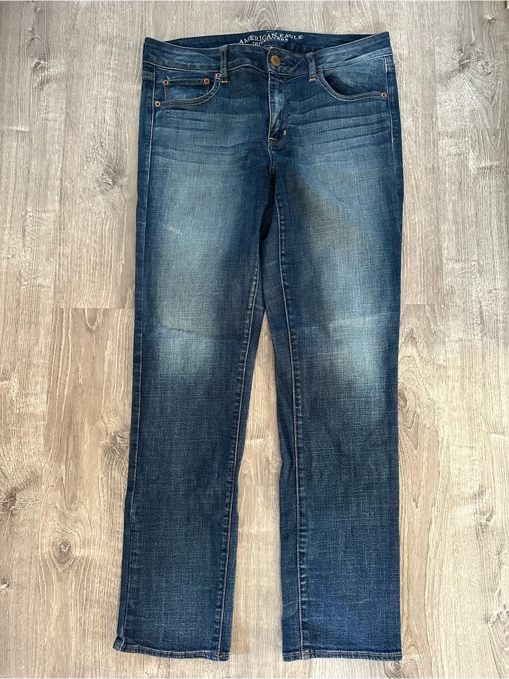 American Eagle Outfitters Women's Straight Leg Jeans - Dark Blue Wash